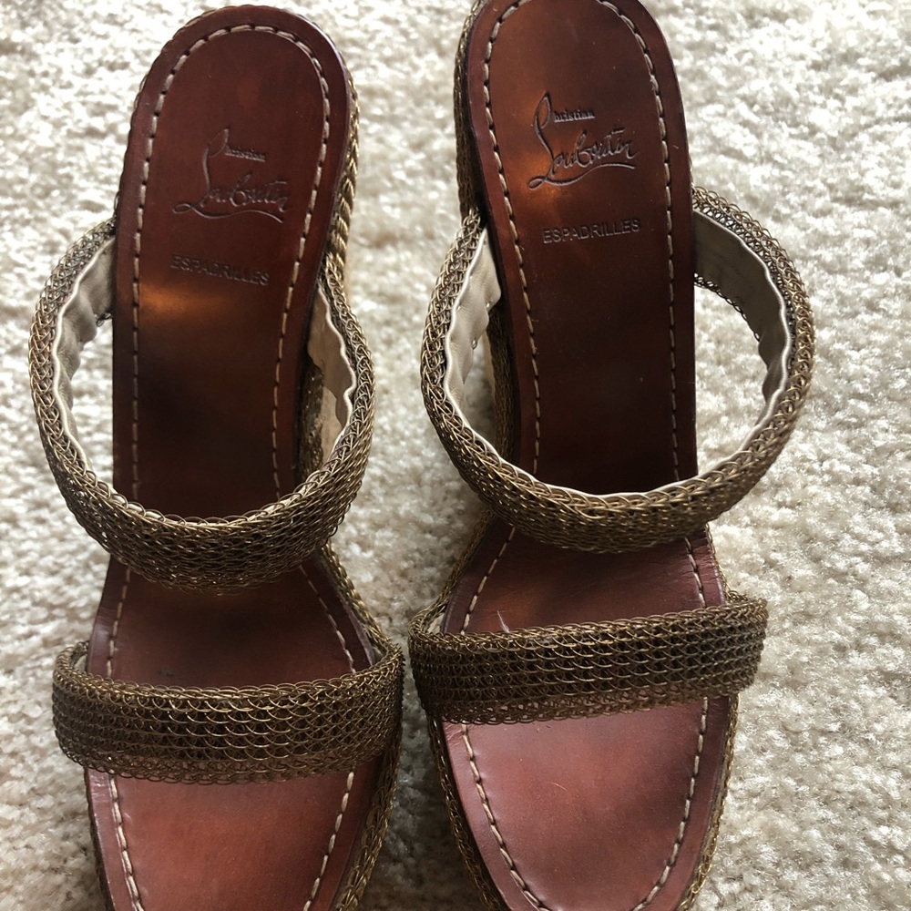 Christian Louboutin Espadrilles Brown Wedges 38